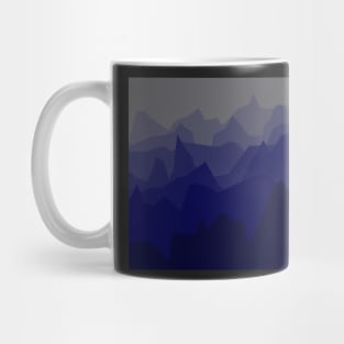 Minimalistic geometric misty mountains in blue gradient Mug